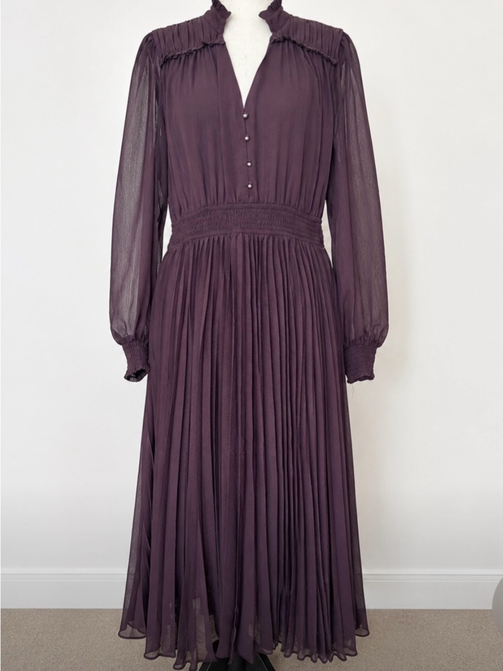 Vintage Inspired Modest Chic Maxi Long Sleeve Dress Romantic Victorian Large